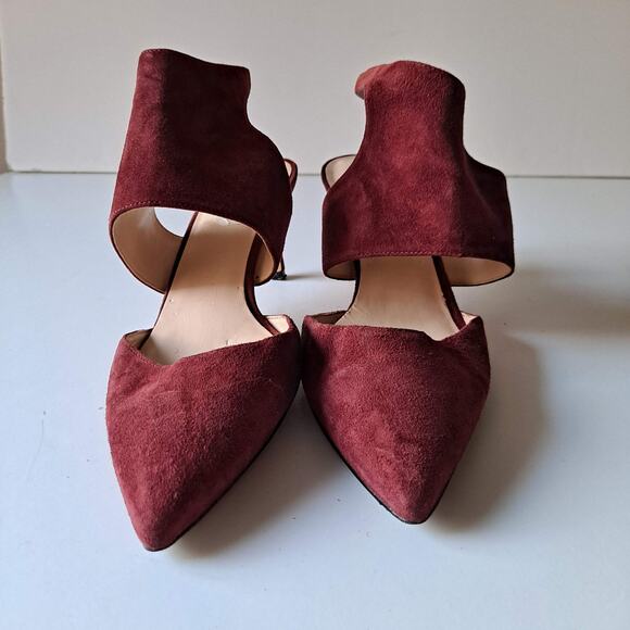 Nine West Salinda Suede Pointed Toe Ankle Strap Dress Pump Heels Red Womens 8.5 - Picture 6 of 12